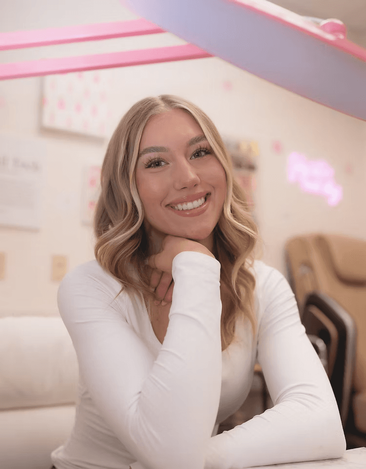 Ava Wahl, owner of Nails by Ava, at her station in Fargo ND